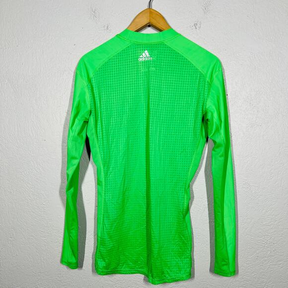 Adidas TechFit Long Sleeve Pullover Top Sport Green - M - Picture 3 of 4